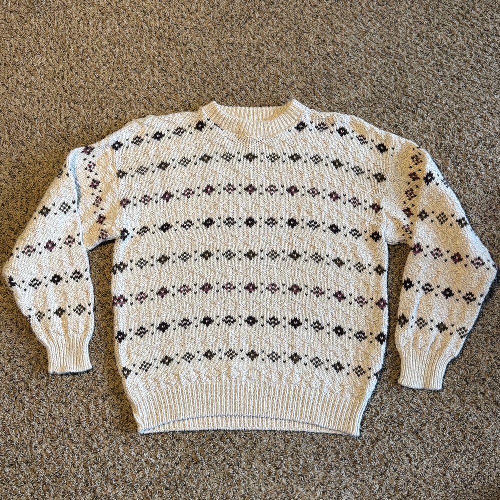 Northern Reflections Vintage 1990’s Crewneck Knit Sweater Diamond Pattern